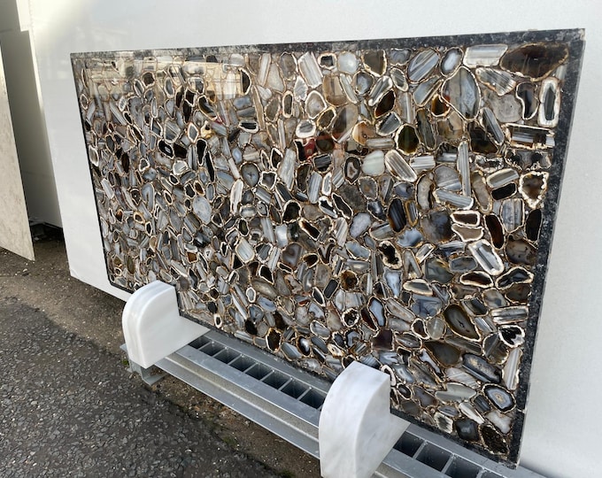 Handmade Agate Rectangular Table Top – Gemstone Mosaic