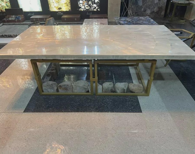 Rectangular Selenite Stone Table Top | Customizable Crystal Centerpiece