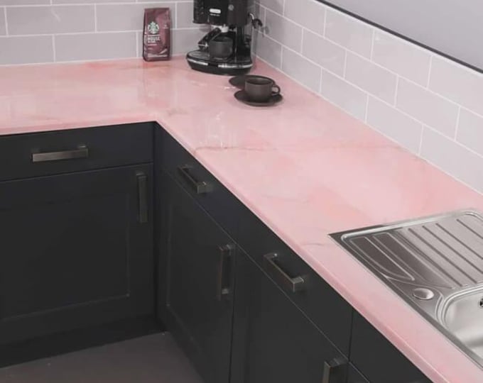 Rectangular Rose Quartz Countertop | Polished Pink Quartz Slab (Customizable)