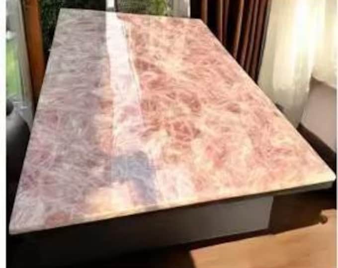 Rose Quartz Table Top | Natural Pink Marble Slab (Customizable)