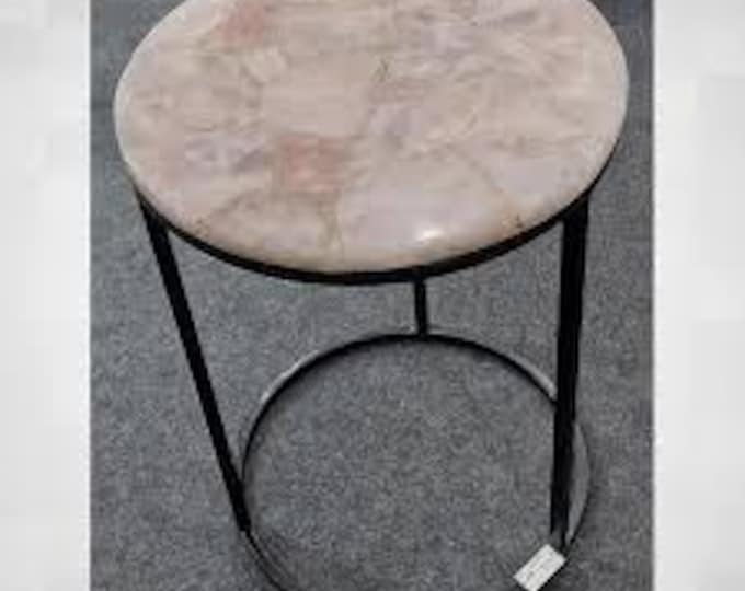 Round Rose Quartz Table Top | Natural Pink Crystal (Customizable)