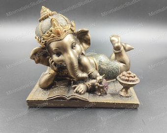 Handmade Baby Ganesha Resin Statue | Hindu Decor, Home & Office Gift