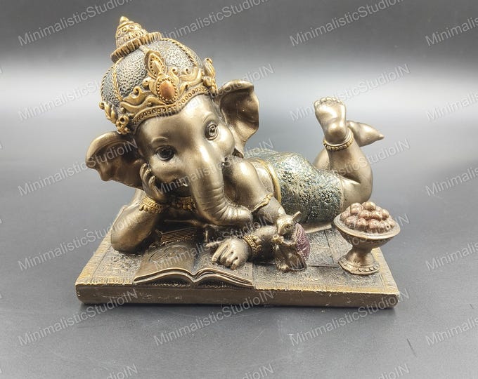 Handmade Baby Ganesha Resin Statue | Hindu Decor, Home & Office Gift
