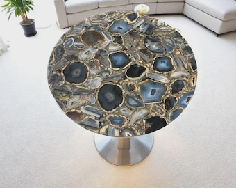 Handmade Agate Gemstone Table Top | Unique Stone Decor | (Customizable)