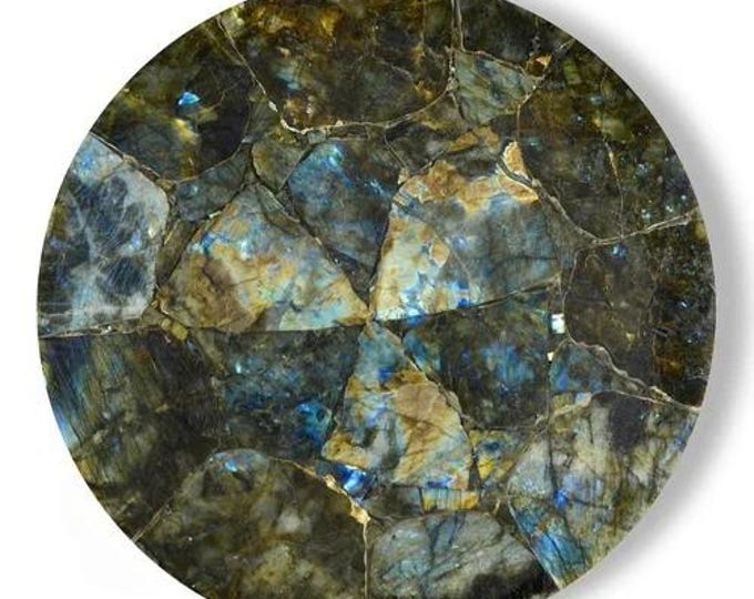 Round Labradorite Table Top | Iridescent Stone Dining or Coffee Table (Customizable)