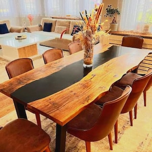 Acacia Wood Epoxy Rectangle Table Top | Dining Table Top | Coffee Table Top | Live Edge Table (Customisable)