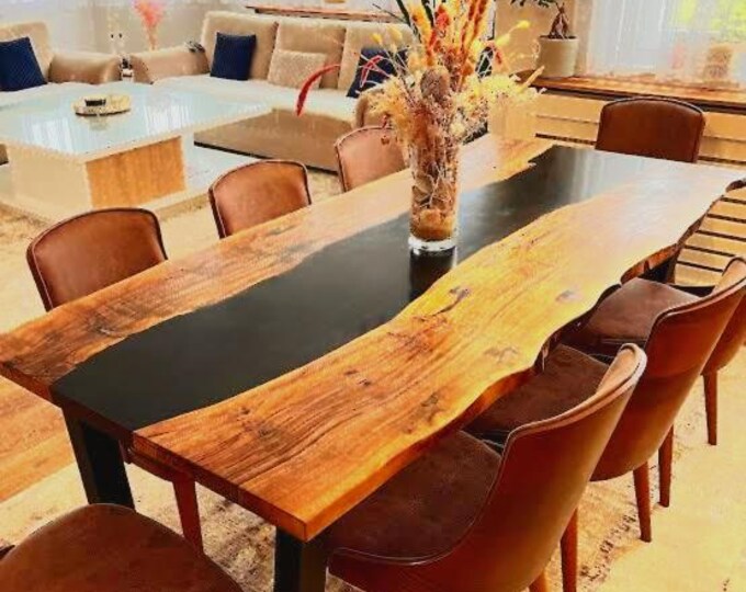 Acacia Wood Epoxy River Table Top | Custom Dining or Coffee Table