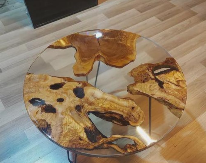 Acacia Wood Epoxy Resin Table Top | Modern Art Accent