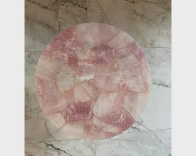 Round Rose Quartz Table Top | Custom Gemstone Centerpiece