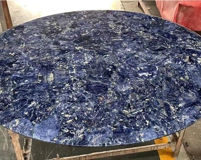 Round Sodalite Table Top | Blue Gemstone Dining & Coffee Table Crystal | (Customisable)