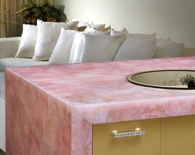 Custom Rose Quartz Countertop | Luxury Kitchen, Bar, Vanity Surface