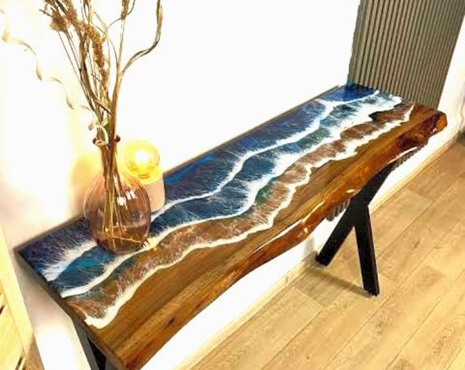 Ocean Acacia Wood Epoxy Table Top | Custom Live Edge