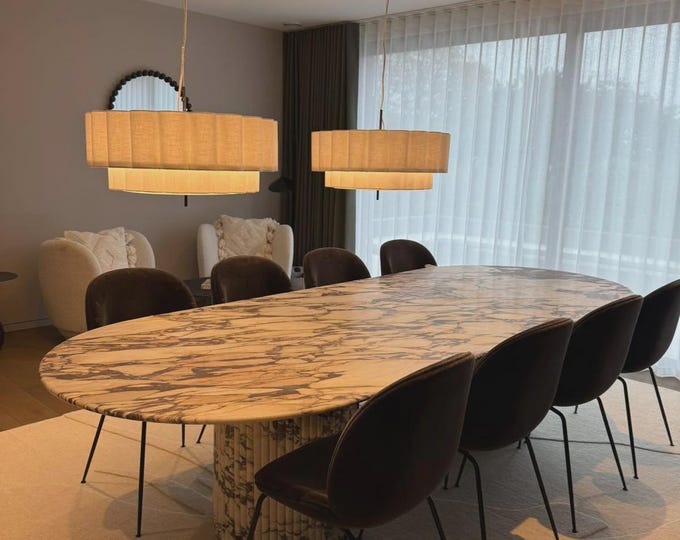 Calacatta Viola Marble Oval Dining Table Top | Large | Luxury Italian Slab | (Customisable)
