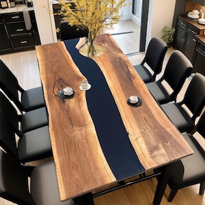 Acacia Wood Epoxy Rectangle Table Top | Dining Table Top | Coffee Table Top | Live Edge Table (Customisable)