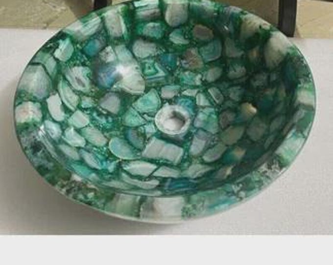 Handmade Green Agate Gemstone Sink | Luxury Bathroom Vessel Basin