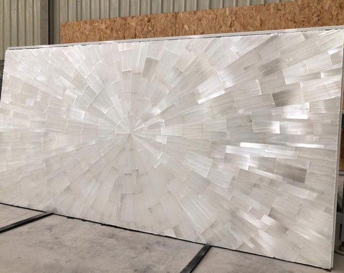 Handmade Selenite Stone Table Top | Sunburst Crystal Slab (Customisable)