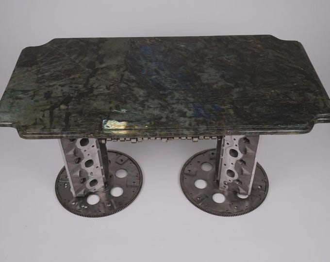 Rectangular Labradorite Stone Table Top | Custom Desk, Dining, Coffee Table