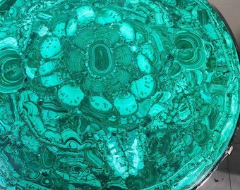 Round Malachite Table Top | Luxury Green Gemstone Dining Coffee Table | (Customisable)