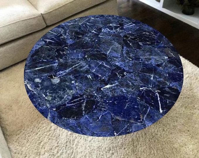 Round Sodalite Stone Table Top | Blue Gemstone Crystal