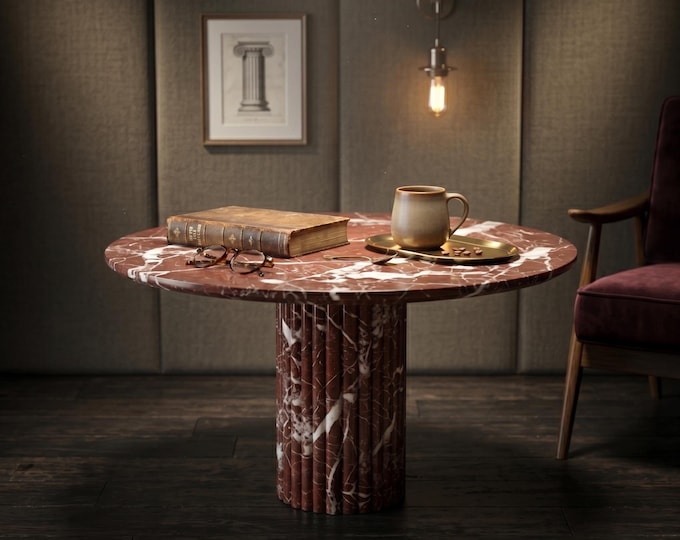 Rosso Levanto Marble Round Table Top | Polished Coffee Table Surface | (Customisable)