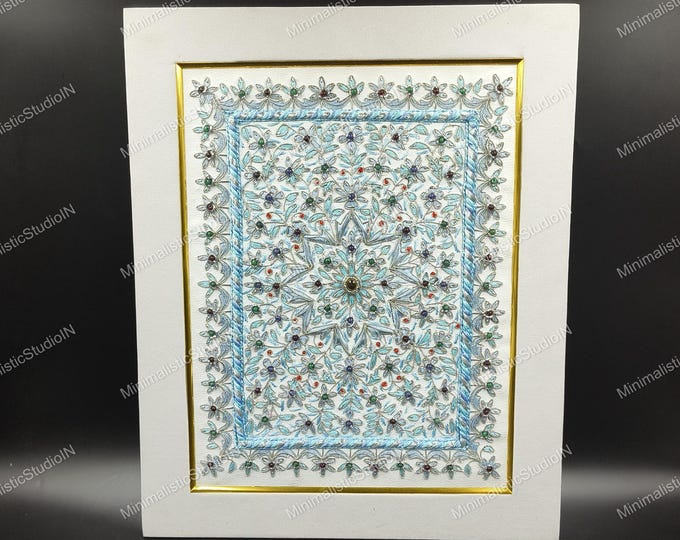 Zardozi Embroidery Wall Art | Handcrafted Floral Velvet Panel