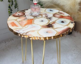 Round Multi-Colour Agate Table Top | Chic Crystal Coffee Dining Table | Rainbow Gemstone | (Customisable)