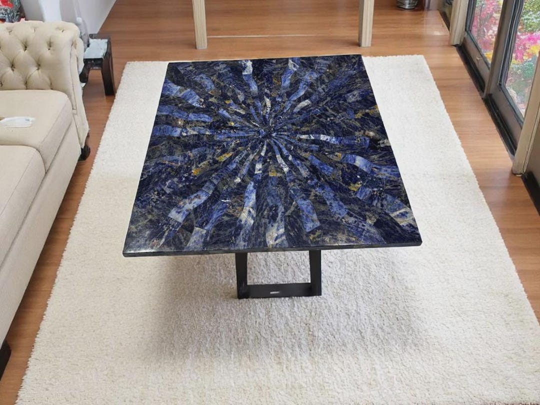 Square Sodalite Table Top | Blue Gemstone Coffee Dining Table | Crystal ...