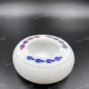 Handmade Marble Ashtray | White Makrana Marble Stone Inlay Ash Tray | Boho Smoker Gift | Indian Decorative Ashtray | Minimalist Table Accent