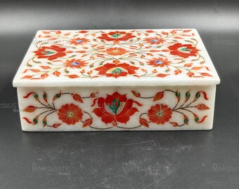 ハンドメイド大理石象嵌ジュエリーボックス | Pietra Dura Floral Art