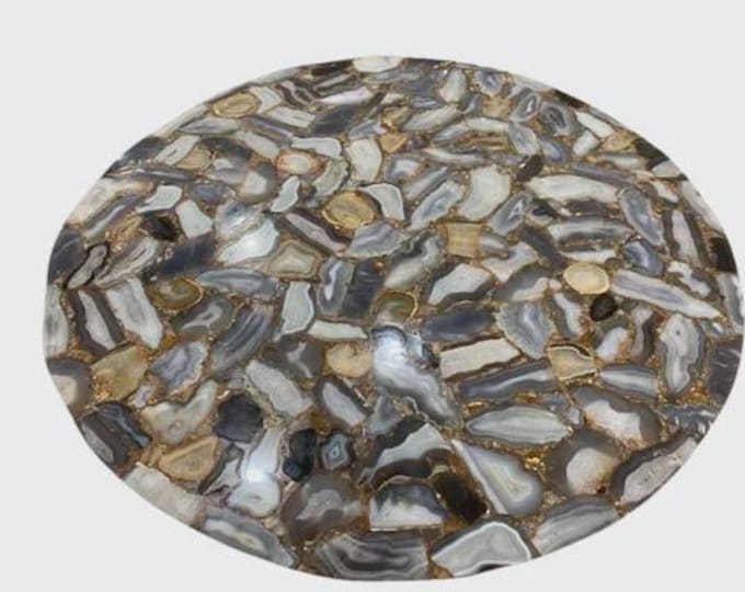 Natural Round Multicolour Agate Table Top | Gemstone Coffee Table | (Customisable)