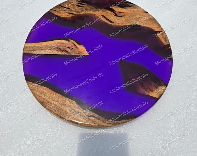 Handmade Acacia Wood Purple Epoxy River Table Top
