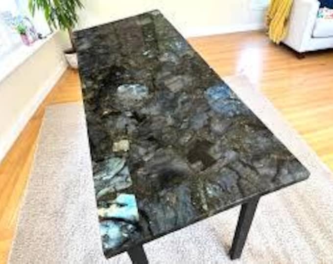 Rectangular Labradorite Table Top | Custom Dining, Coffee, or Desk