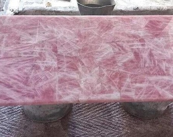 Rectangular Rose Quartz Table Top | Pink Crystal Gemstone | Dining Coffee Table | (Customisable)