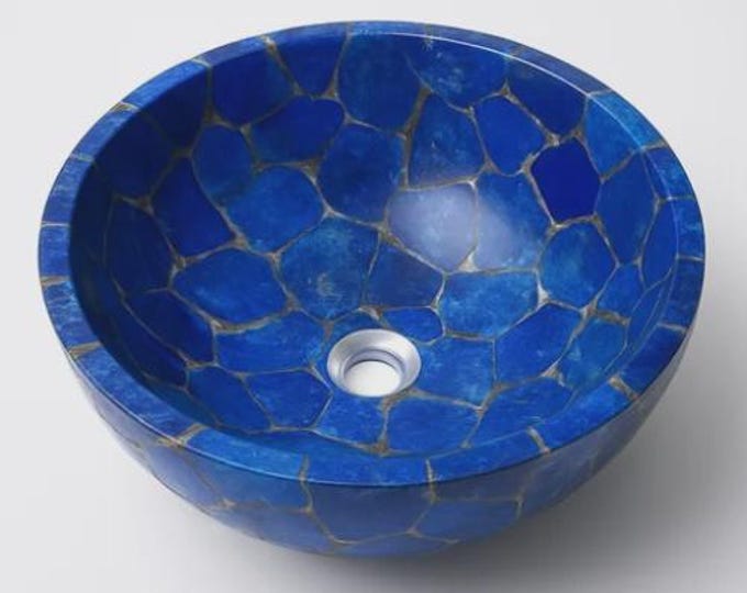 Handmade Lapis Lazuli Gemstone Sink | Luxury Bathroom Vessel