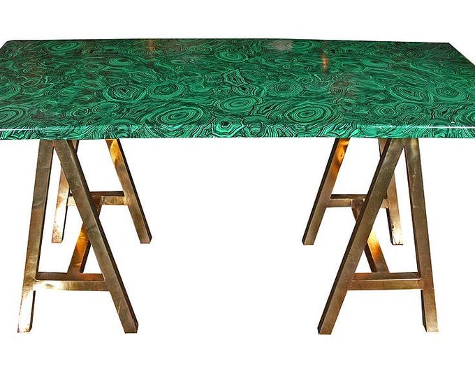 Luxurious Malachite Table Top | Rectangular Green Gemstone Dining Coffee Table | (customisable)