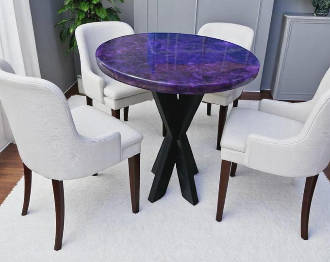 Handcrafted Amethyst Stone Table Top | Luxury Decor
