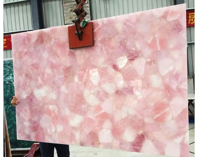 Dark Pink Rose Quartz Slab | Customizable Countertop