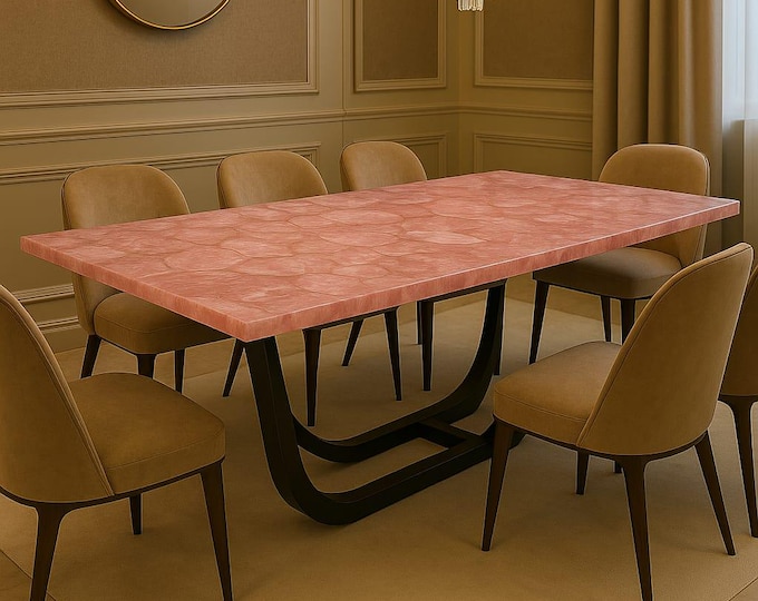 Rose Quartz Table Top | Luxury Pink Crystal, Custom Gemstone