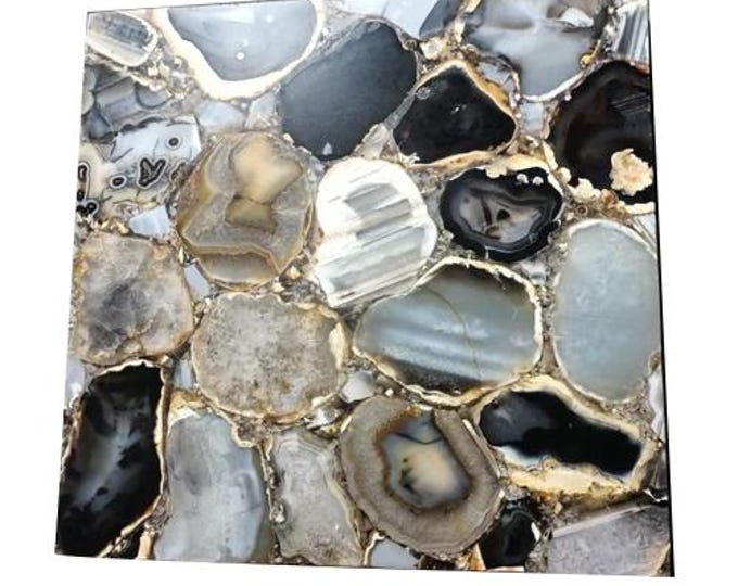 Square Multicolor Agate Table Top | Custom Coffee Table