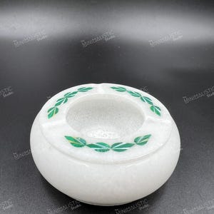 Handmade Marble Ashtray | White Makrana Marble Stone Inlay Ash Tray | Boho Smoker Gift | Indian Decorative Ashtray | Minimalist Table Accent
