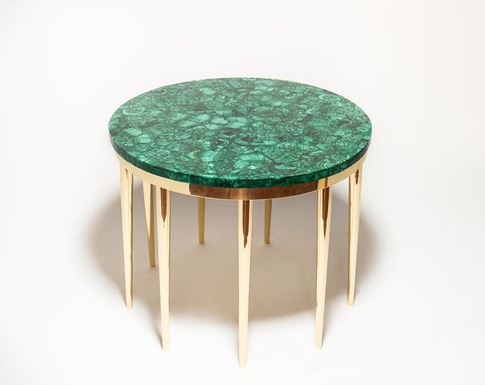 Round Malachite Table Top | Luxury Green Gemstone Coffee Dining Table | (Customisable)