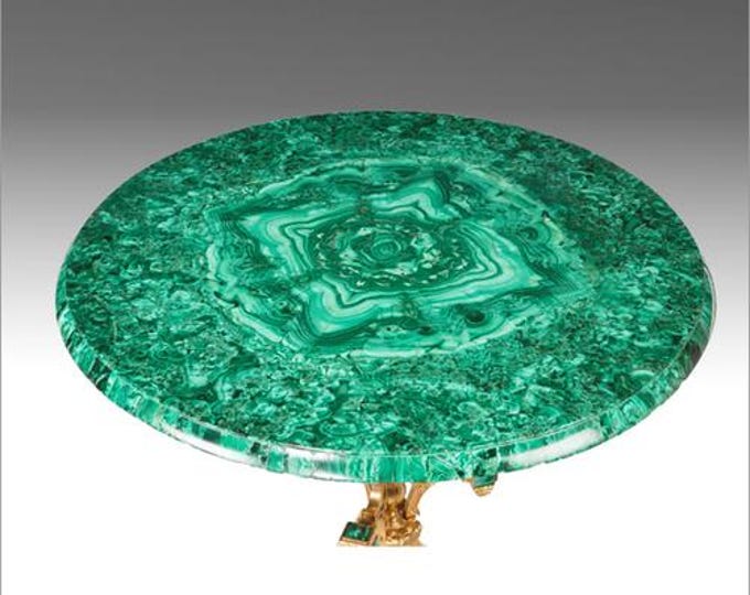 Handmade Malachite Round Table Top | Natural Gemstone, Customisable