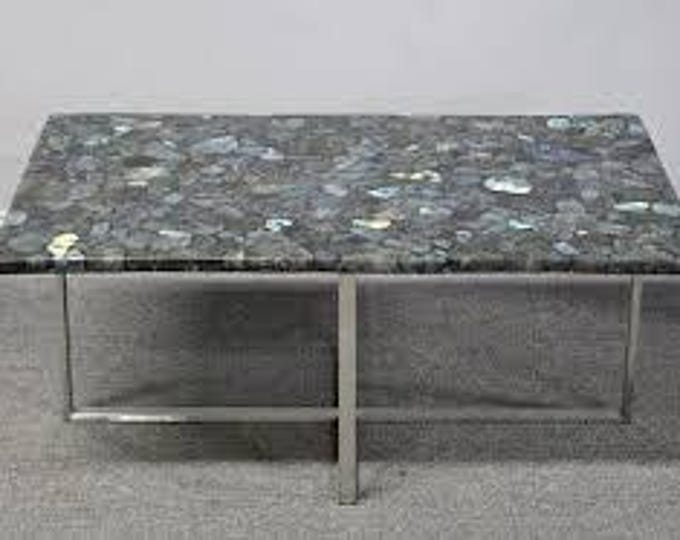 Rectangular Labradorite Stone Table Top | Custom Coffee, Dining, or Desk