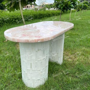 Rose Quartz Oval Table Top | Dining Table Top | Coffee Table Top (Customisable)