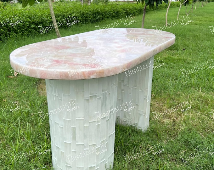 Rose Quartz Oval Table Top | Custom Dining or Coffee Table