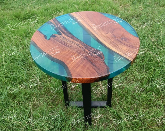 Acacia Wood Epoxy Resin Table Top | Round Coffee or Dining Table (Custom)