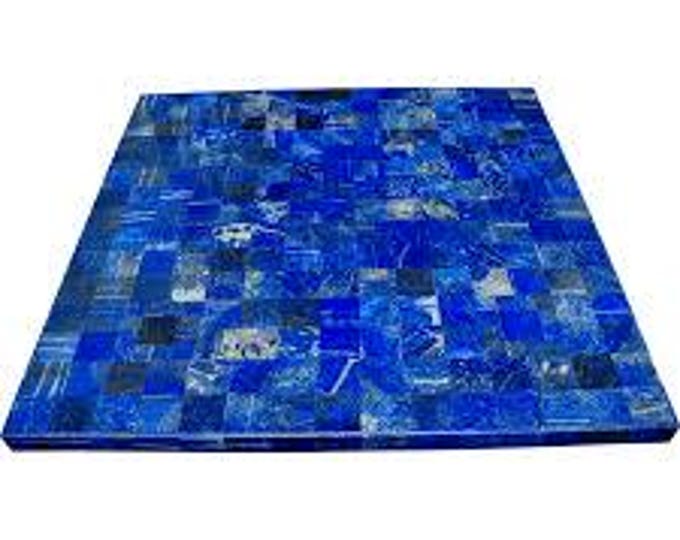 Lapis Lazuli Square Table Top | Blue Gemstone Inlay | Handmade Luxury Accent | Coffee Table Top Dining Table Top | (Customisable)