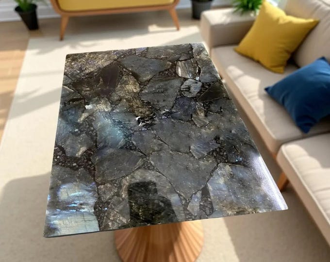 Rectangular Labradorite Table Top | Artisan Crafted Centerpiece (Customizable)