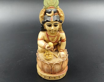 Handmade Laddu Gopal Statue | 4 Inch Baby Krishna Resin Idol