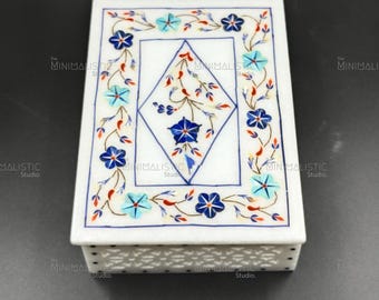 タージ・マハルの花の象嵌細工の貴石モザイク、手彫りの白いマクラナ